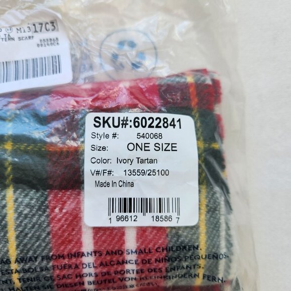 NWT Lands End Ivory Tartan Plaid Scarf Wrap Soft Cozy Winter Preppy Academia - Picture 4 of 7